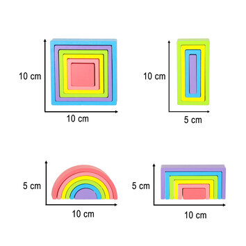 Klocki drewniane edukacyjne układanka tęcza puzzle montessori tęcza kolorowe