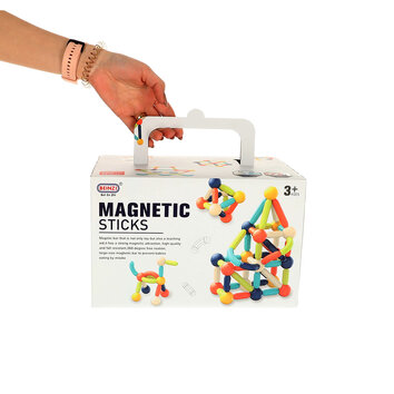 Klocki magnetyczne edukacyjne dla małych dzieci 64 elementy w pudełku