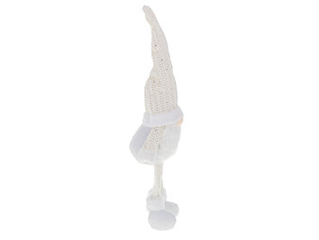 Krasnal skrzat świąteczny z brodą biały 47cm