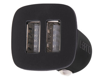 L-BRNO Ładowarka samochodowa Dual USB + micro czarna