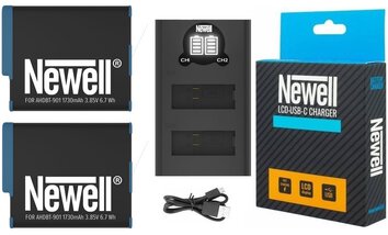 Ładowarka LCD + 2x bateria Newell AHDBT-901 do GoPro Hero 9 10
