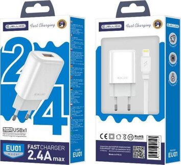 Ładowarka sieciowa JELLICO 2.4A 12W 1x USB + kabel Lightning/iPhone
