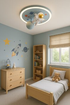 Lampa LED sufitowa plafon do pokoju dziecięcego ściemniana LUMELA + pilot astronauta