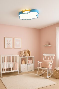 Lampa LED sufitowa plafon do pokoju dziecięcego ściemniana LUMELA + pilot chmurka niebieska