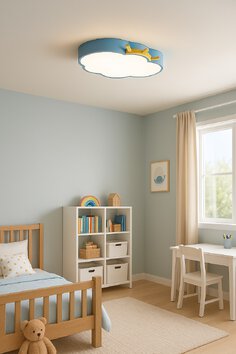 Lampa LED sufitowa plafon do pokoju dziecięcego ściemniana LUMELA + pilot chmurka niebieska