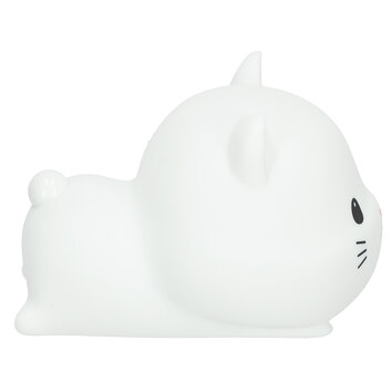Lampka nocna dla dzieci silikonowa USB biała  kotek leżący