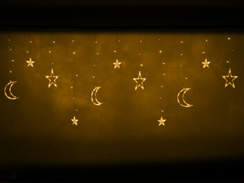 Lampki LED kurtyna księżyc gwiazdki 2,5m 138LED ciepły biały