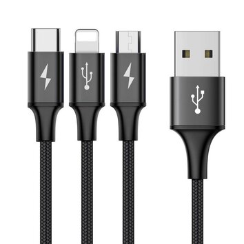 Baseus kabel USB 3w1 iPhone micro type-C 3A 120cm