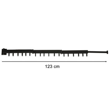 Suszarka na pranie wieszak ścienny składany teleskopowy czarny 123cm