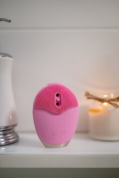 Szczoteczka soniczna do pielęgnacji twarzy Humanas Aura Foam - różowa
