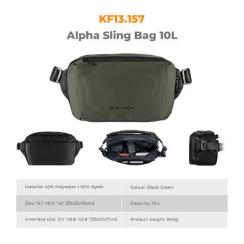 Torba fotograficzna K&F Concept Alpha Sling Bag 10 l - ciemnozielona