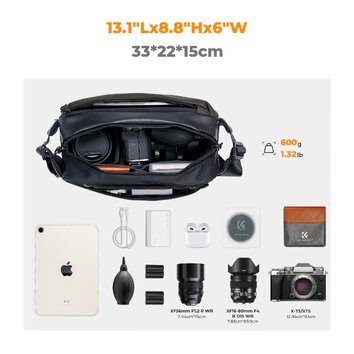 Torba fotograficzna K&F Concept Alpha Sling Bag 10 l - ciemnozielona