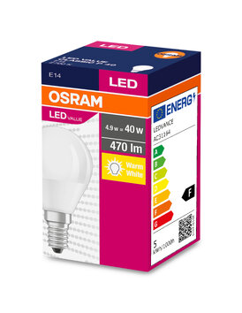 Żarówka LED OSRAM Kulka E14 4,9W LED VALUE CLASSIC P 40 Biała Ciepła 2700k