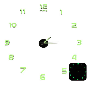 Zegar ścienny naklejany fluorescencyjny 50-60cm 12 cyfr