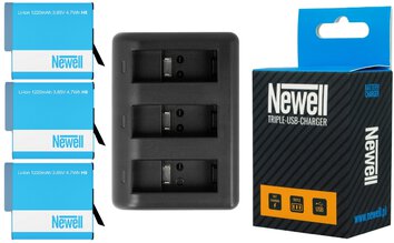 Ładowarka 3-kanałowa + 3x bateria Newell AJBAT-001 do GoPro Hero 6 7 8 Black
